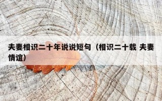 夫妻相识二十年说说短句（相识二十载 夫妻情谊）