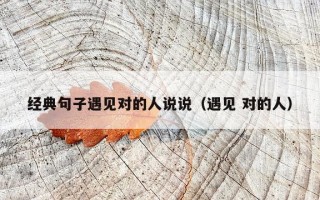 经典句子遇见对的人说说（遇见 对的人）