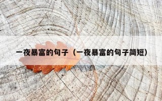 一夜暴富的句子（一夜暴富的句子简短）