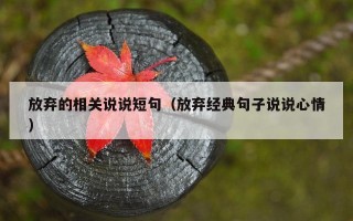 放弃的相关说说短句（放弃经典句子说说心情）