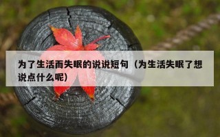 为了生活而失眠的说说短句（为生活失眠了想说点什么呢）