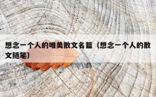 想念一个人的唯美散文名篇（想念一个人的散文随笔）