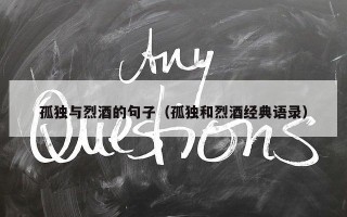 孤独与烈酒的句子（孤独和烈酒经典语录）