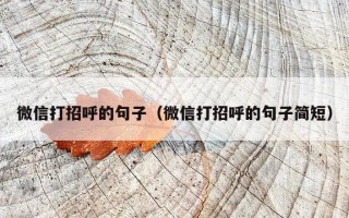 微信打招呼的句子（微信打招呼的句子简短）