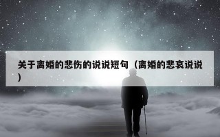 关于离婚的悲伤的说说短句（离婚的悲哀说说）