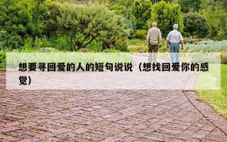 想要寻回爱的人的短句说说（想找回爱你的感觉）
