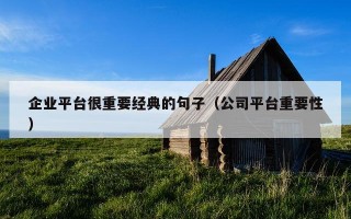 企业平台很重要经典的句子（公司平台重要性）