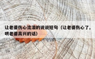 让老婆伤心流泪的说说短句（让老婆伤心了,哄老婆高兴的话）