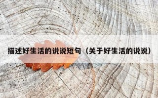 描述好生活的说说短句（关于好生活的说说）