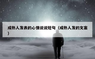 成熟人发表的心情说说短句（成熟人发的文案）