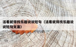 活着就得找乐趣说说短句（活着就得找乐趣说说短句文案）