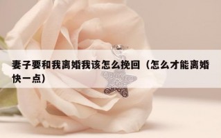 妻子要和我离婚我该怎么挽回（怎么才能离婚快一点）