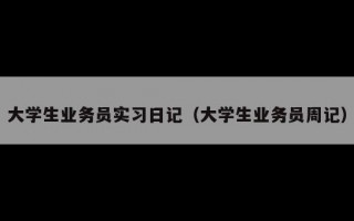大学生业务员实习日记（大学生业务员周记）