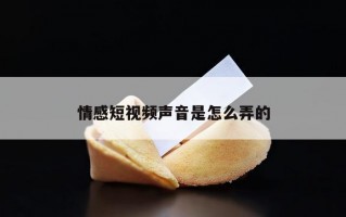 情感短视频声音是怎么弄的