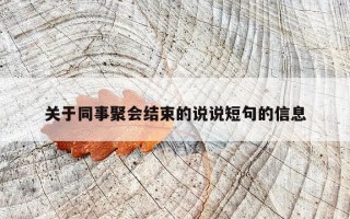 关于同事聚会结束的说说短句的信息