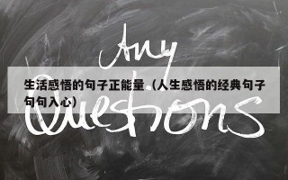 生活感悟的句子正能量（人生感悟的经典句子句句入心）
