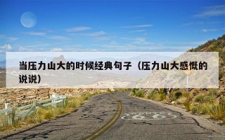 当压力山大的时候经典句子（压力山大感慨的说说）