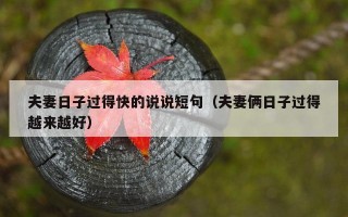 夫妻日子过得快的说说短句（夫妻俩日子过得越来越好）