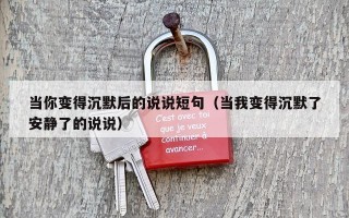 当你变得沉默后的说说短句（当我变得沉默了安静了的说说）