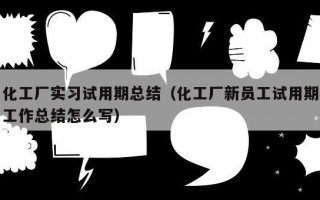 化工厂实习试用期总结（化工厂新员工试用期工作总结怎么写）