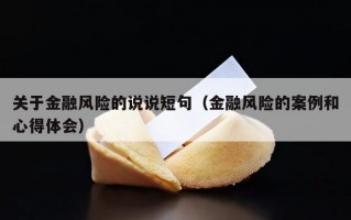 关于金融风险的说说短句（金融风险的案例和心得体会）