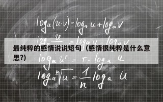 最纯粹的感情说说短句（感情很纯粹是什么意思?）