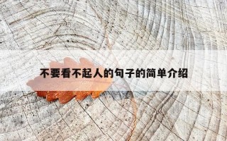 不要看不起人的句子的简单介绍