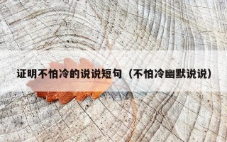 证明不怕冷的说说短句（不怕冷幽默说说）