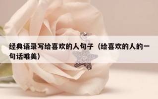 经典语录写给喜欢的人句子（给喜欢的人的一句话唯美）