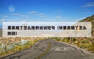 要离婚了怎么挽救说说短句（快要离婚了怎么挽回）