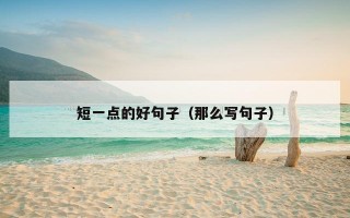 短一点的好句子（那么写句子）