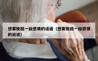 想要挽回一段感情的话语（想要挽回一段感情的说说）
