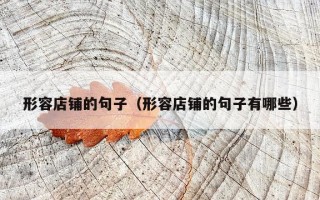 形容店铺的句子（形容店铺的句子有哪些）