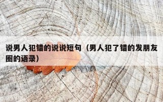 说男人犯错的说说短句（男人犯了错的发朋友圈的语录）