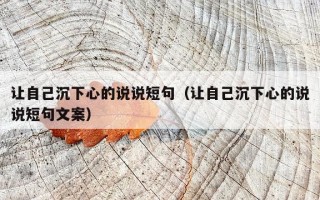 让自己沉下心的说说短句（让自己沉下心的说说短句文案）