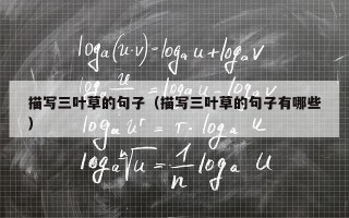 描写三叶草的句子（描写三叶草的句子有哪些）