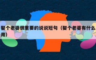 娶个老婆很重要的说说短句（娶个老婆有什么用）