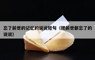 忘了前世的记忆的说说短句（把前世都忘了的说说）