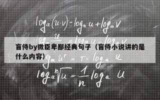 盲侍by微臣卑鄙经典句子（盲侍小说讲的是什么内容）