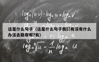 这是什么句子（这是什么句子我们有没有什么办法去勘察呢?有）