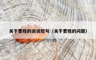关于曹姓的说说短句（关于曹姓的问题）