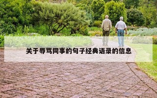 关于辱骂同事的句子经典语录的信息