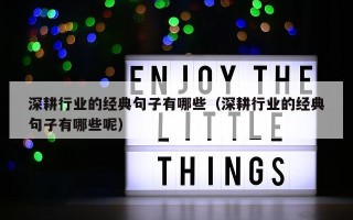 深耕行业的经典句子有哪些（深耕行业的经典句子有哪些呢）